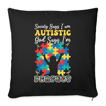 Dieu parfait dit puzzle de sensibilisation à l’autisme - Housse de coussin décorative 45 x 45 cm - noir - Devant