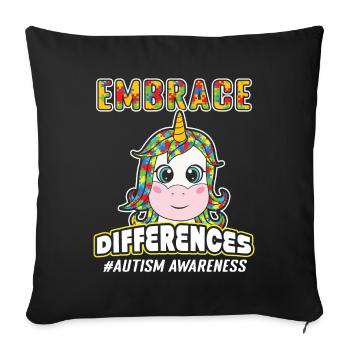 Unicorn Different Colorful Puzzle Autism Awareness - Sofa pillowcase 17,3'' x 17,3'' (45 x 45 cm) - black - Front