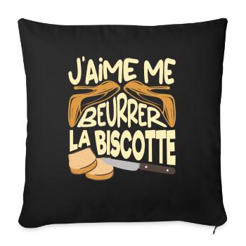 J'aime me beurrer la biscotte oss 117 réplique - Housse de coussin décorative 45 x 45 cm - noir - Devant