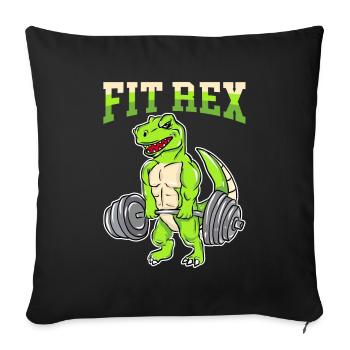 Pompe d’entraînement physique Fitrex Dino pendant le soulevé de terre - Housse de coussin décorative 45 x 45 cm - noir - Devant