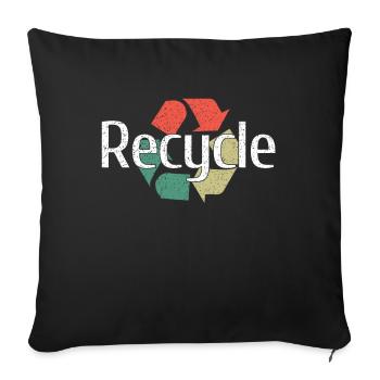 Retro Recycle Save Nature Oceans Day Jour de la Terre - Housse de coussin décorative 45 x 45 cm - noir - Devant