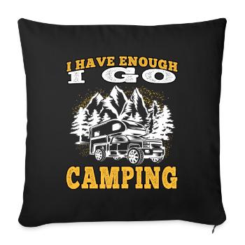 Camping assez conduire Camping Caravan vacances - Housse de coussin décorative 45 x 45 cm - noir - Devant