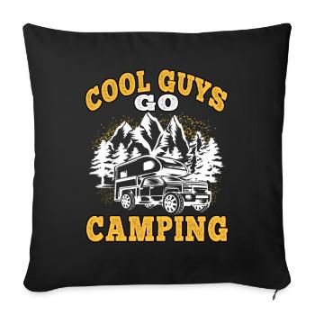 Des gars cool qui conduisent des vacances en caravane de camping - Housse de coussin décorative 45 x 45 cm - noir - Devant