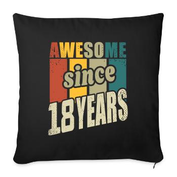 18 ans Génial depuis 18 ans 18ème anniversaire - Housse de coussin décorative 45 x 45 cm - noir - Devant