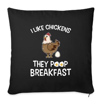 Drôle de pet de poulet petit-déjeuner poulet fermier - Housse de coussin décorative 45 x 45 cm - noir - Devant