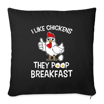 Drôle de pet de poulet petit-déjeuner poulet fermier - Housse de coussin décorative 45 x 45 cm - noir - Devant