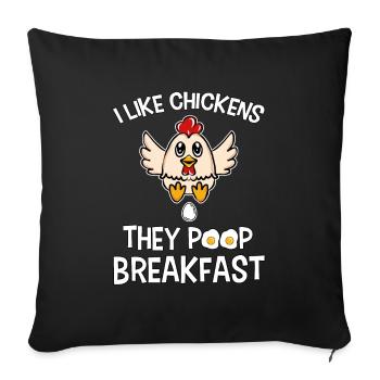 Drôle de pet de poulet petit-déjeuner poulet fermier - Housse de coussin décorative 45 x 45 cm - noir - Devant