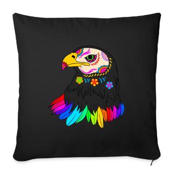 Day of the dead colored eagle mexican - Sofa pillowcase 17,3'' x 17,3'' (45 x 45 cm) - black - Front