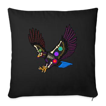 Jour de l’aigle coloré mort mexicain - Housse de coussin décorative 45 x 45 cm - noir - Devant
