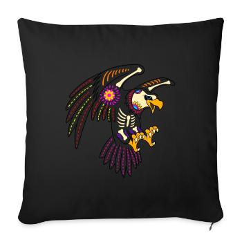 Jour des morts aigle coloré mexicain - Housse de coussin décorative 45 x 45 cm - noir - Devant