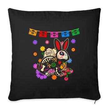 Day of the dead colored bunny Mexican - Sofa pillowcase 17,3'' x 17,3'' (45 x 45 cm) - black - Front