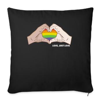 CSD LGBT Hands Shape Rainbow Heart Pride Love - Sofa pillowcase 17,3'' x 17,3'' (45 x 45 cm) - black - Front