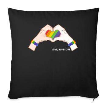 CSD LGBT Hands Shape Rainbow Heart Pride Love - Sofa pillowcase 17,3'' x 17,3'' (45 x 45 cm) - black - Front