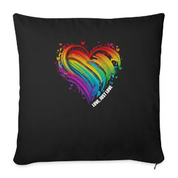 CSD LGBT Rainbow LGBTQ Heart Pride Love - Sofa pillowcase 17,3'' x 17,3'' (45 x 45 cm) - black - Front