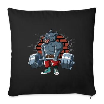 Fitness training Pump Wolf at deadlift - Sofa pillowcase 17,3'' x 17,3'' (45 x 45 cm) - black - Front