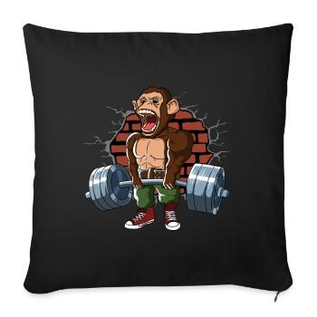 Fitness Training Pompes Gympanse Deadlift Fitness - Housse de coussin décorative 45 x 45 cm - noir - Devant