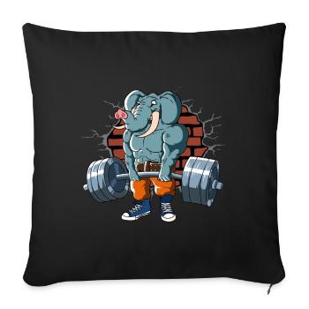 Pompes d’entraînement physique Elephant Deadlift Fitness - Housse de coussin décorative 45 x 45 cm - noir - Devant