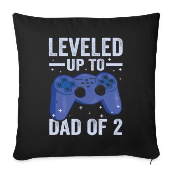 Le joueur de jeu Papa père a atteint le niveau de papa de 2 - Housse de coussin décorative 45 x 45 cm - noir - Devant