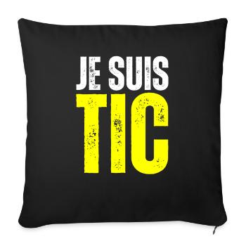 Je Suis TIC - TIC TAC Duo Drôle Cadeau 2 Personnes - Housse de coussin décorative 45 x 45 cm - noir - Devant