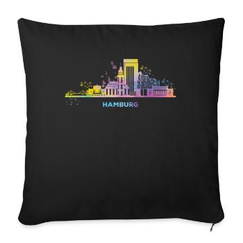Hamburg Skyline Colorful Cityscape Hamburg - Sofa pillowcase 17,3'' x 17,3'' (45 x 45 cm) - black - Front