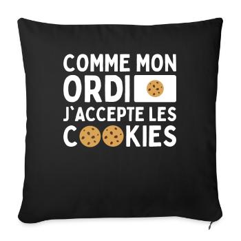 Comme Mon Ordi J'accepte Les Cookies Humour Geek - Housse de coussin décorative 45 x 45 cm - noir - Devant