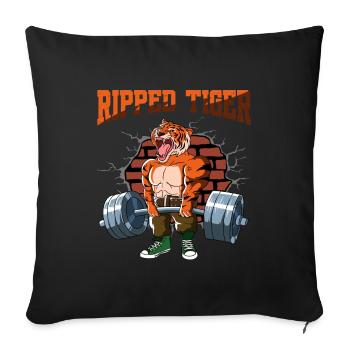 Pompes d’entraînement physique Tiger Deadlift Fitness - Housse de coussin décorative 45 x 45 cm - noir - Devant