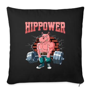 Fitness Training Pompes Hippo Deadlift Fitness - Housse de coussin décorative 45 x 45 cm - noir - Devant