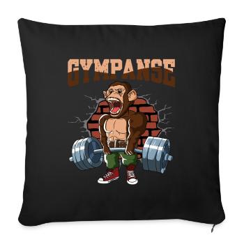 Fitness Training Pompes Gympanse Deadlift Fitness - Housse de coussin décorative 45 x 45 cm - noir - Devant