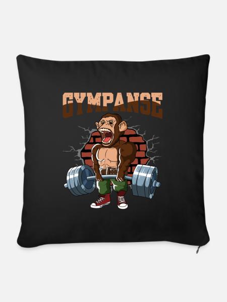 Fitnesstraining Pumpen Gympanse Kreuzheben Fitness - Sofakissenbezug 45 x 45 cm - Schwarz