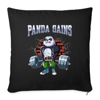 Fitness Training Pompes Panda Deadlift Fitness - Housse de coussin décorative 45 x 45 cm - noir - Devant