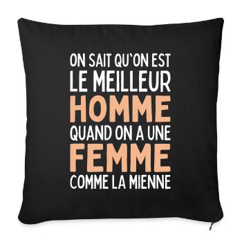 Meilleur Homme Quand On A Une Femme Comme Mienne - Housse de coussin décorative 45 x 45 cm - noir - Devant