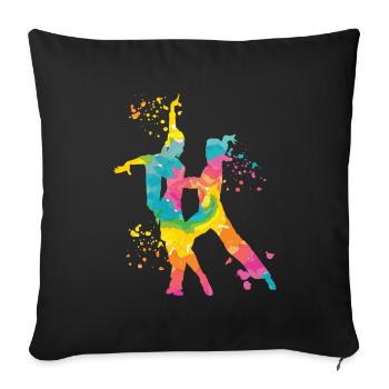 Danseur d’aquarelle de couple de danse latine - Housse de coussin décorative 45 x 45 cm - noir - Devant