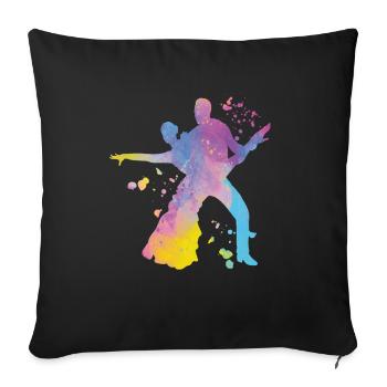 Danseur d’aquarelle de couple de danse latine - Housse de coussin décorative 45 x 45 cm - noir - Devant