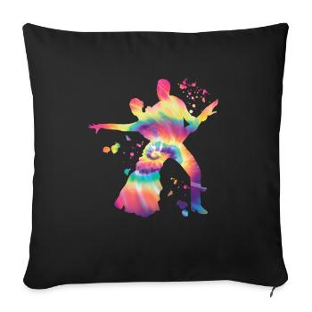 Danseur d’aquarelle de couple de danse latine - Housse de coussin décorative 45 x 45 cm - noir - Devant