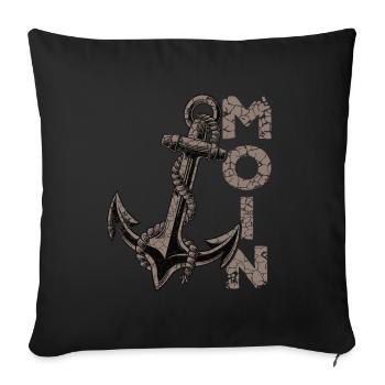Moin Anker Ostfriesland Ostfriese - Sofakissenbezug 45 x 45 cm - Schwarz - Vorne