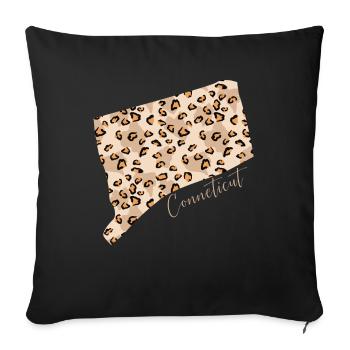 Leopard Print Map State of Cenneticut - Sofa pillowcase 17,3'' x 17,3'' (45 x 45 cm) - black - Front