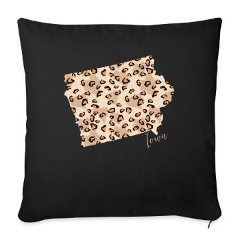 Carte de motif léopard Leo État de l’Iowa - Housse de coussin décorative 45 x 45 cm - noir - Devant