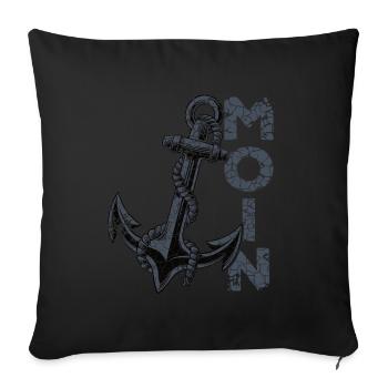 Moin Anker Ostfriesland Ostfriese - Sofakissenbezug 45 x 45 cm - Schwarz - Vorne