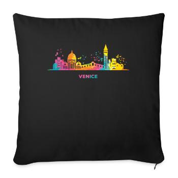 Paysage urbain vénitien Venise - Housse de coussin décorative 45 x 45 cm - noir - Devant