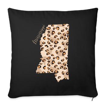Mississippi Leopard Pattern Map Leo - Sofa pillowcase 17,3'' x 17,3'' (45 x 45 cm) - black - Front