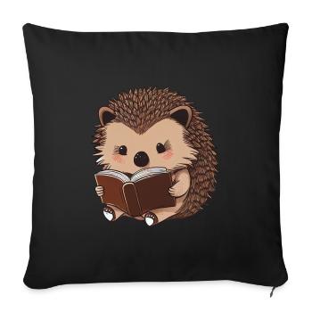 Lecture mignonne hérisson - Housse de coussin décorative 45 x 45 cm - noir - Devant