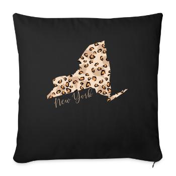 Leopard print map New York State - Sofa pillowcase 17,3'' x 17,3'' (45 x 45 cm) - black - Front