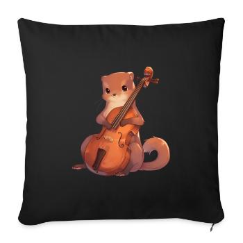 Cute mongoose playing cello - Sofa pillowcase 17,3'' x 17,3'' (45 x 45 cm) - black - Front
