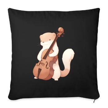 Cute mongoose playing cello - Sofa pillowcase 17,3'' x 17,3'' (45 x 45 cm) - black - Front