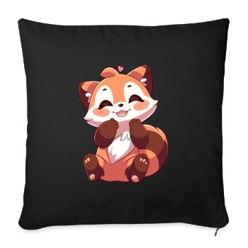 Red Panda - Sofa pillowcase 17,3'' x 17,3'' (45 x 45 cm) - black - Front