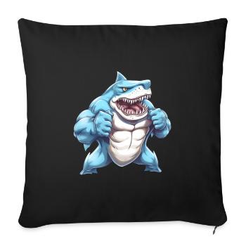 Bodybuilder Shark - Housse de coussin décorative 45 x 45 cm - noir - Devant