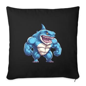 Bodybuilder Shark - Housse de coussin décorative 45 x 45 cm - noir - Devant