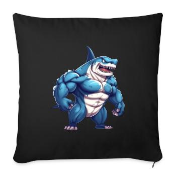 Bodybuilder Shark - Housse de coussin décorative 45 x 45 cm - noir - Devant