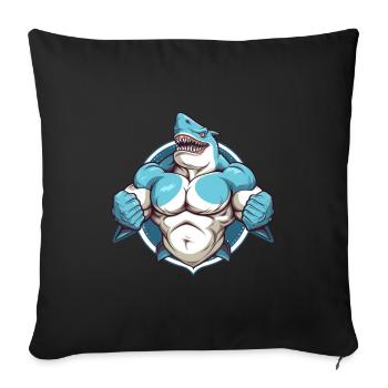 Bodybuilder Shark - Housse de coussin décorative 45 x 45 cm - noir - Devant