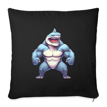 Bodybuilder Shark - Housse de coussin décorative 45 x 45 cm - noir - Devant